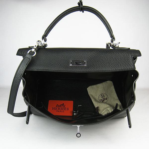 7A Replica Hermes Kelly 32cm Togo Leather Bag Black 6108 - Click Image to Close